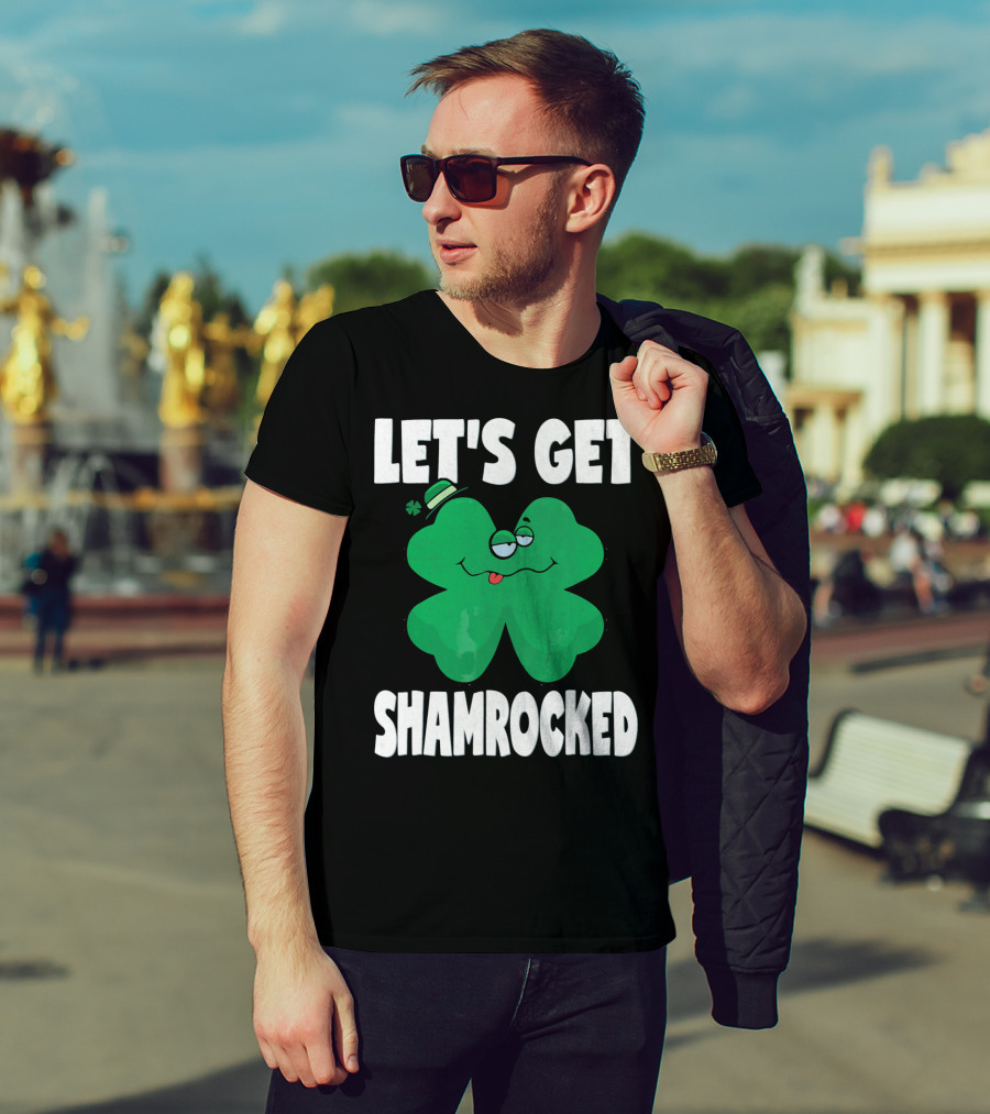 Let's Get Shamrocked Funny Retro St Patri Shamrock Image T-Shirt