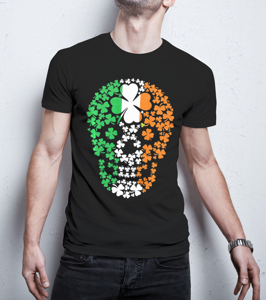 Vintage Shamrock Skull Ireland St Patrick's Day T-Shirt