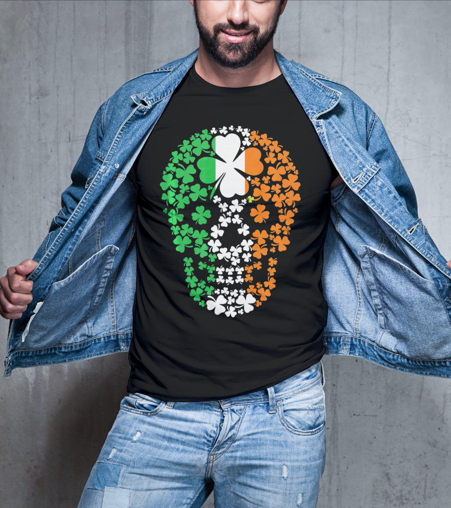 Vintage Shamrock Skull Ireland St Patrick's Day T-Shirt