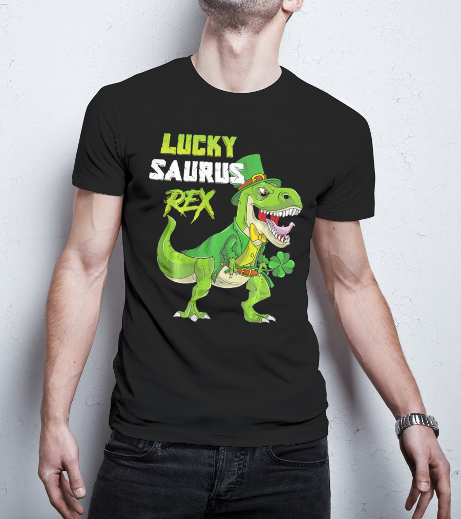 Lucky Saurus Rex St. Patrick's Day Kids T-Rex T-Shirt