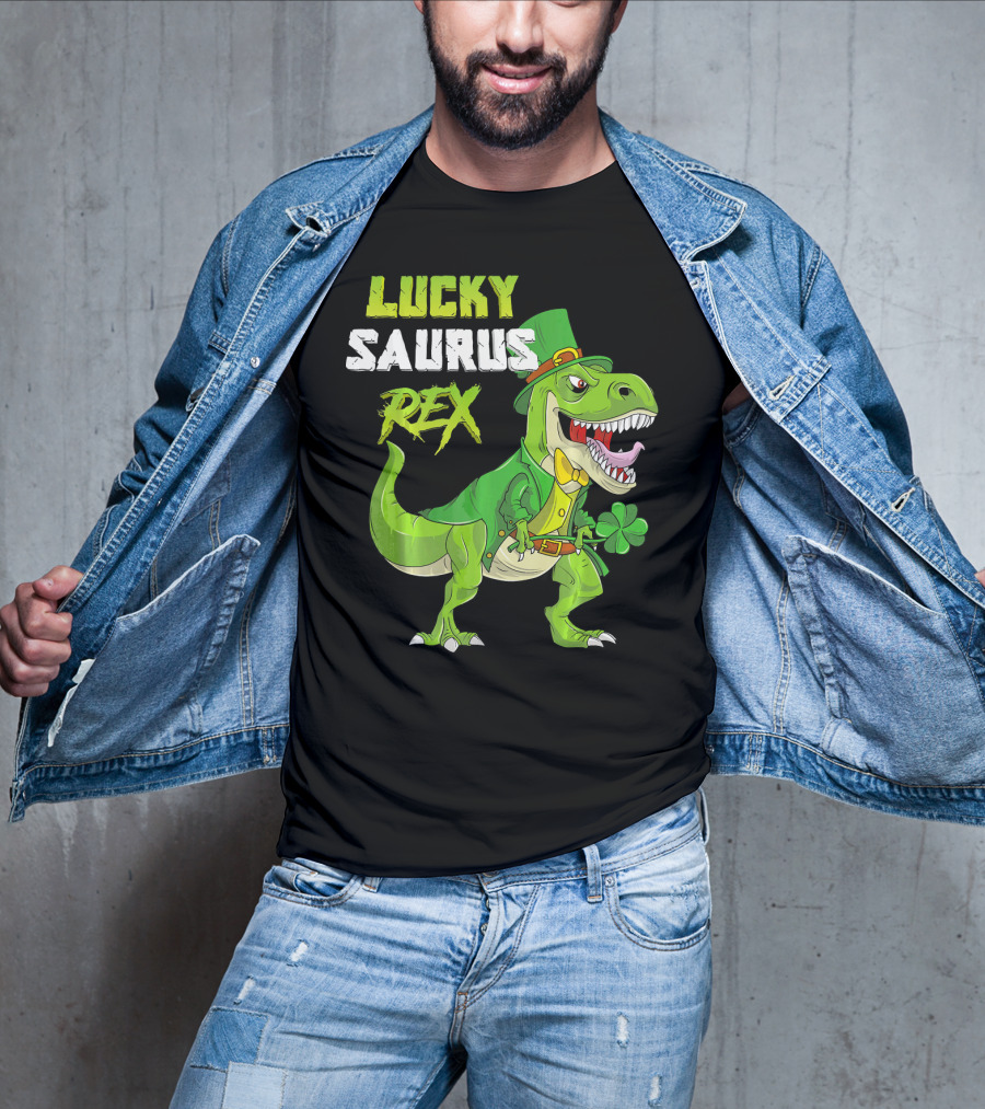 Lucky Saurus Rex St. Patrick's Day Kids T-Rex T-Shirt