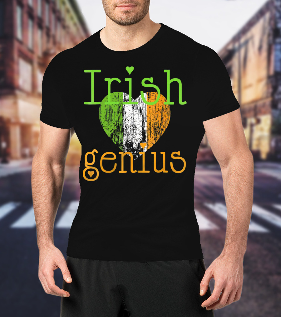 Irish Genius Heart With Irish Flag Colors T-Shirt