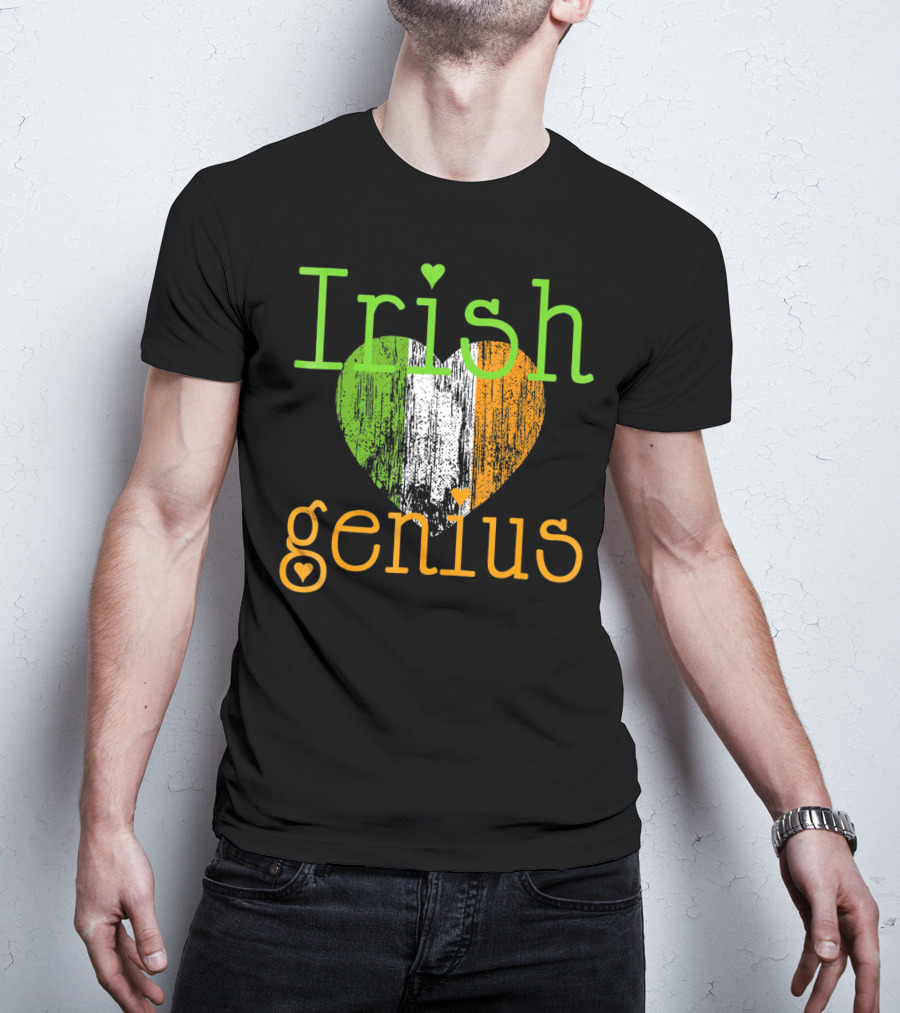 Irish Genius Heart With Irish Flag Colors T-Shirt