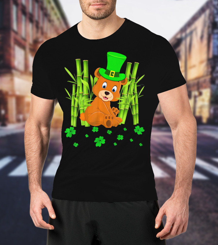 Leprechaun Bear Shamrock Bamboo St Patricks Day T-Shirt