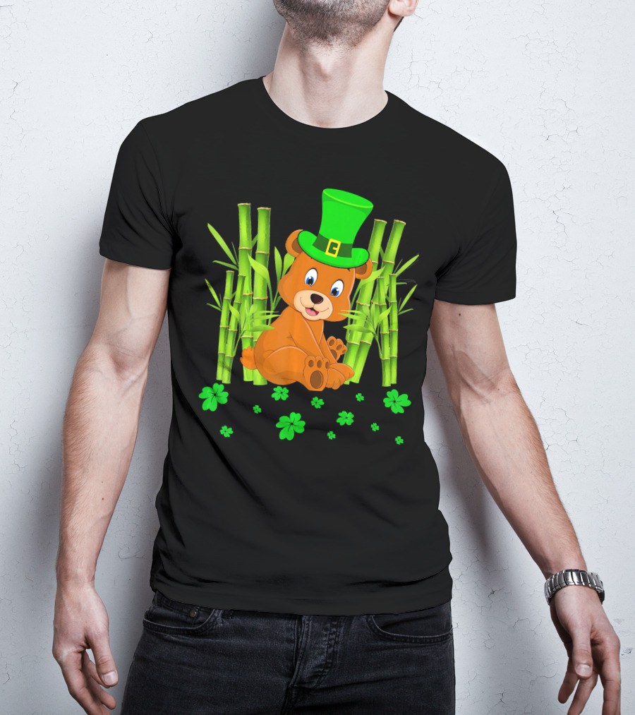 Leprechaun Bear Shamrock Bamboo St Patricks Day T-Shirt