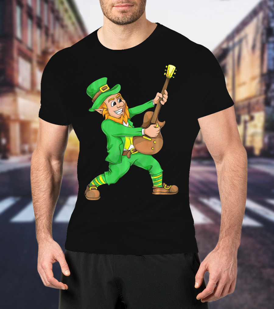 St. Patrick's Day Leprechaun Playing Guitar T-Shirt