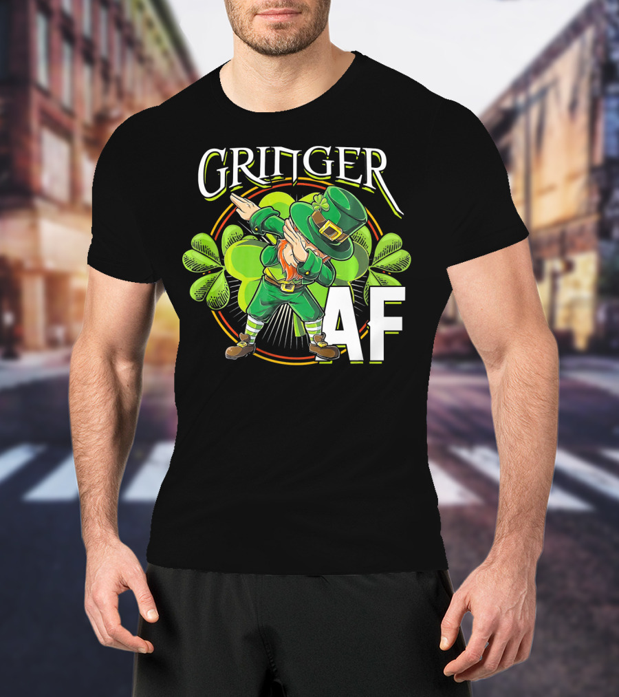 GRINGER AF Dabbing Leprechaun T-Shirt