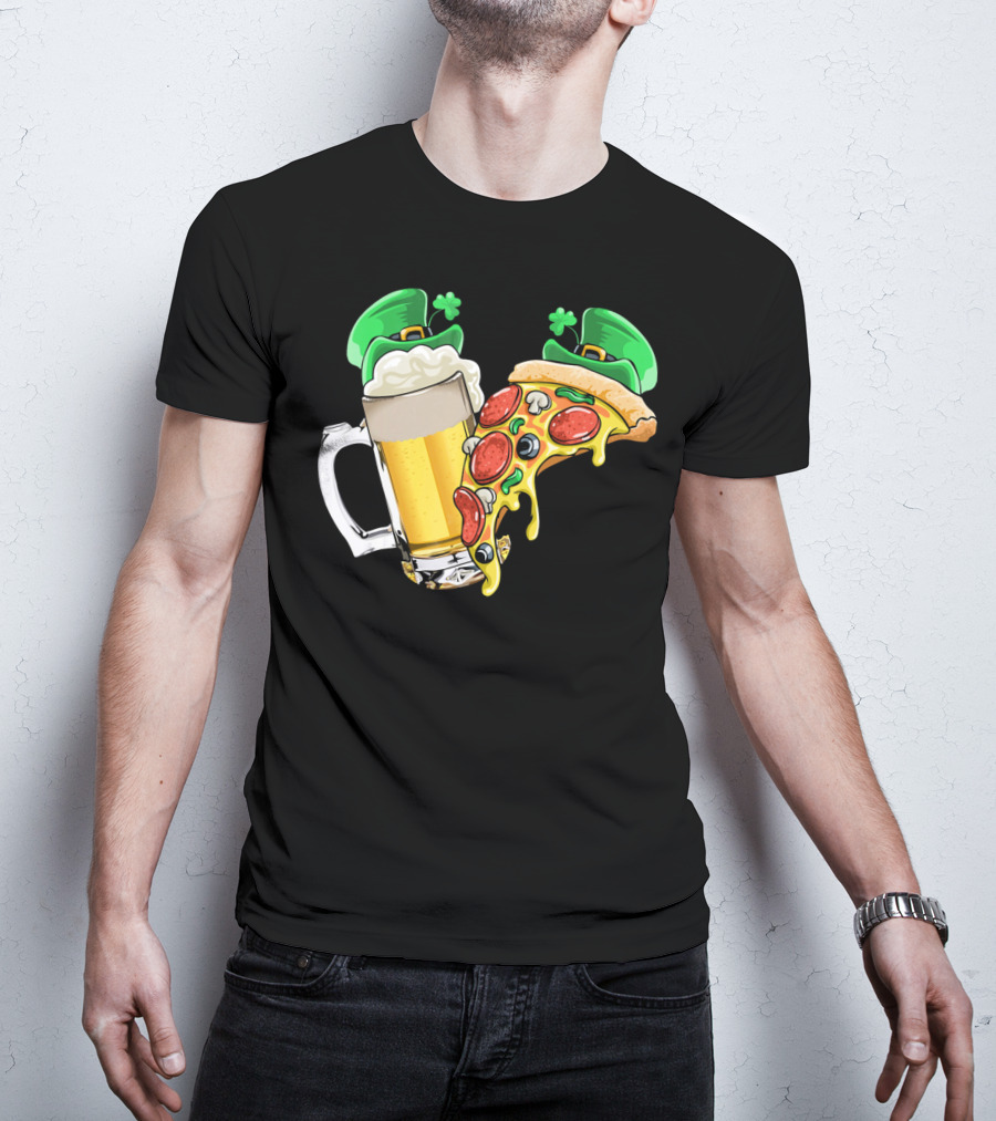 Beer Pizza Leprechaun Hat St. Patrick's Day T-Shirt