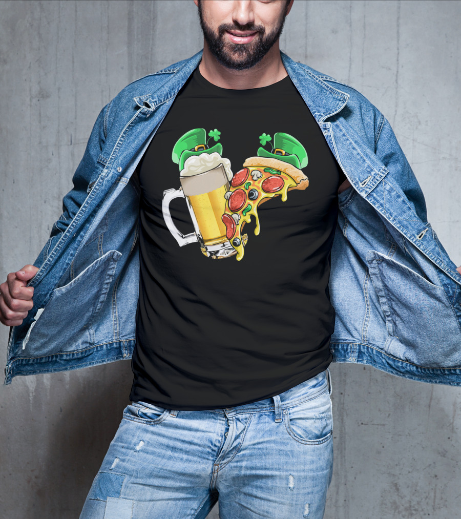 Beer Pizza Leprechaun Hat St. Patrick's Day T-Shirt