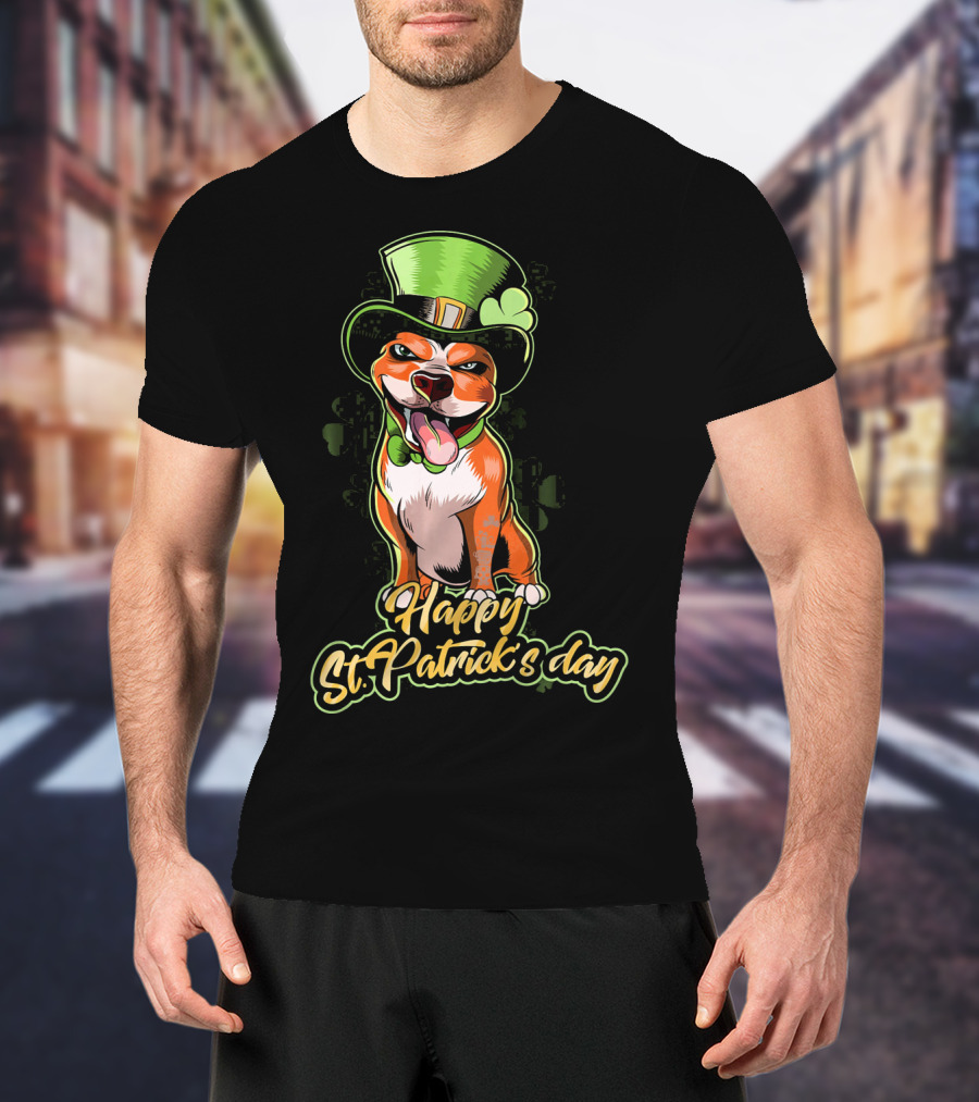 Happy St. Patrick's Day Pit Bull Cute Leprechaun T-Shirt