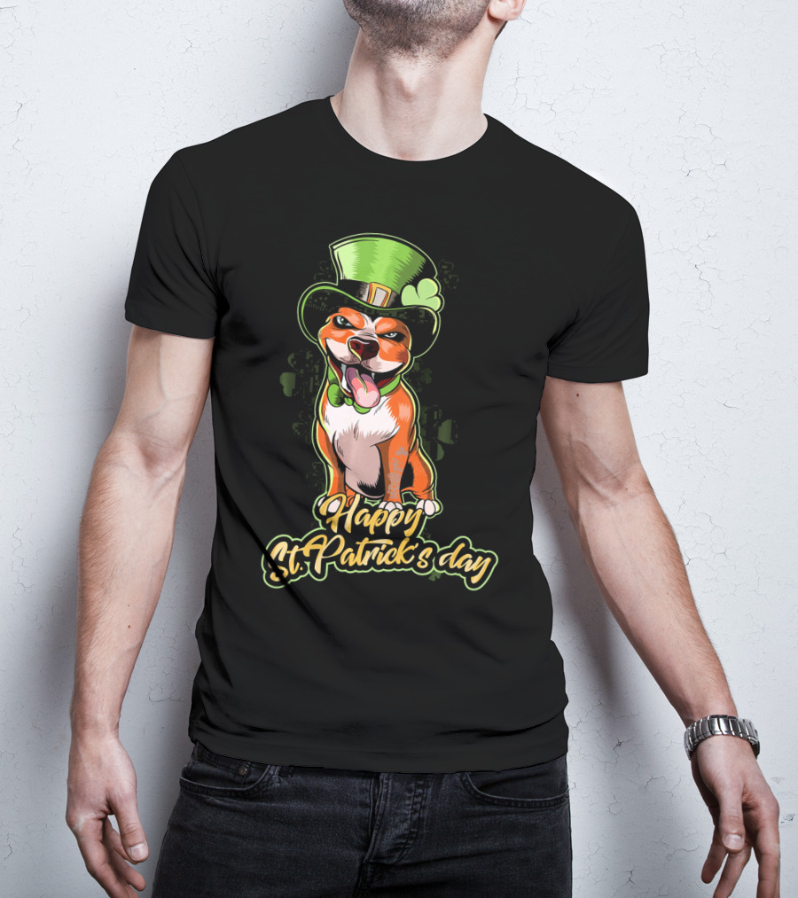 Happy St. Patrick's Day Pit Bull Cute Leprechaun T-Shirt