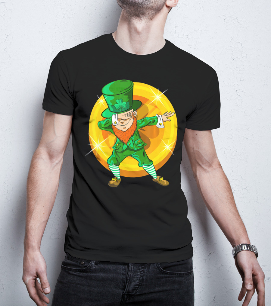 Dabbing Leprechaun With Gold Coin St Pat T-Shirt