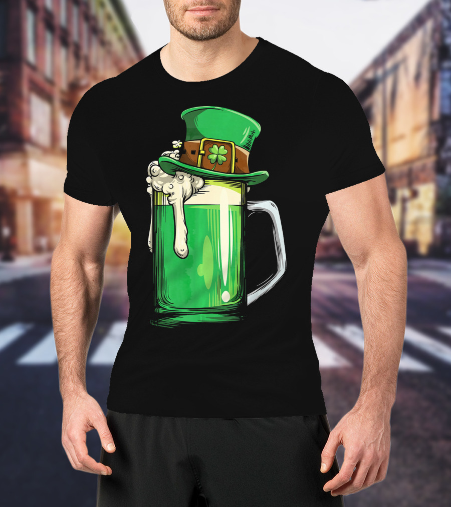 St Patrick Green Beer Leprechaun Hat Shamrock T-Shirt