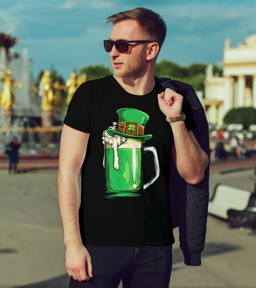St Patrick Green Beer Leprechaun Hat Shamrock T-Shirt