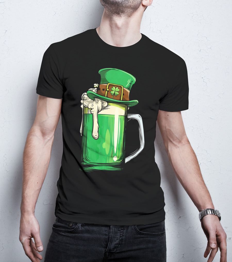 St Patrick Green Beer Leprechaun Hat Shamrock T-Shirt