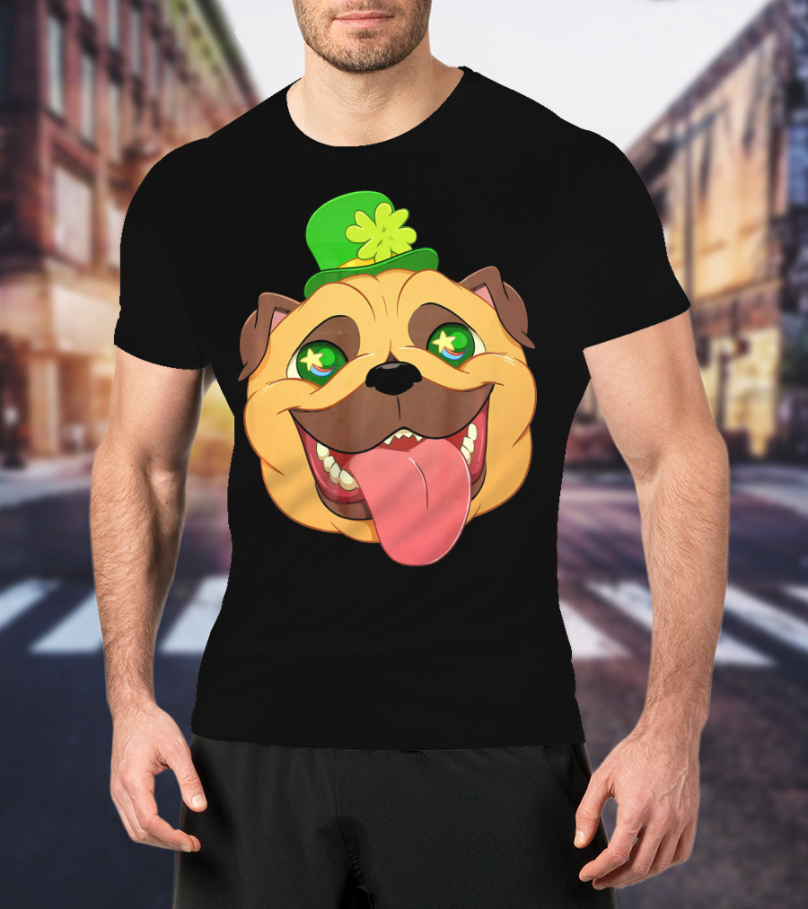 St Patricks Day Pug Leprechaun Irish Shamrock Hat T-Shirt