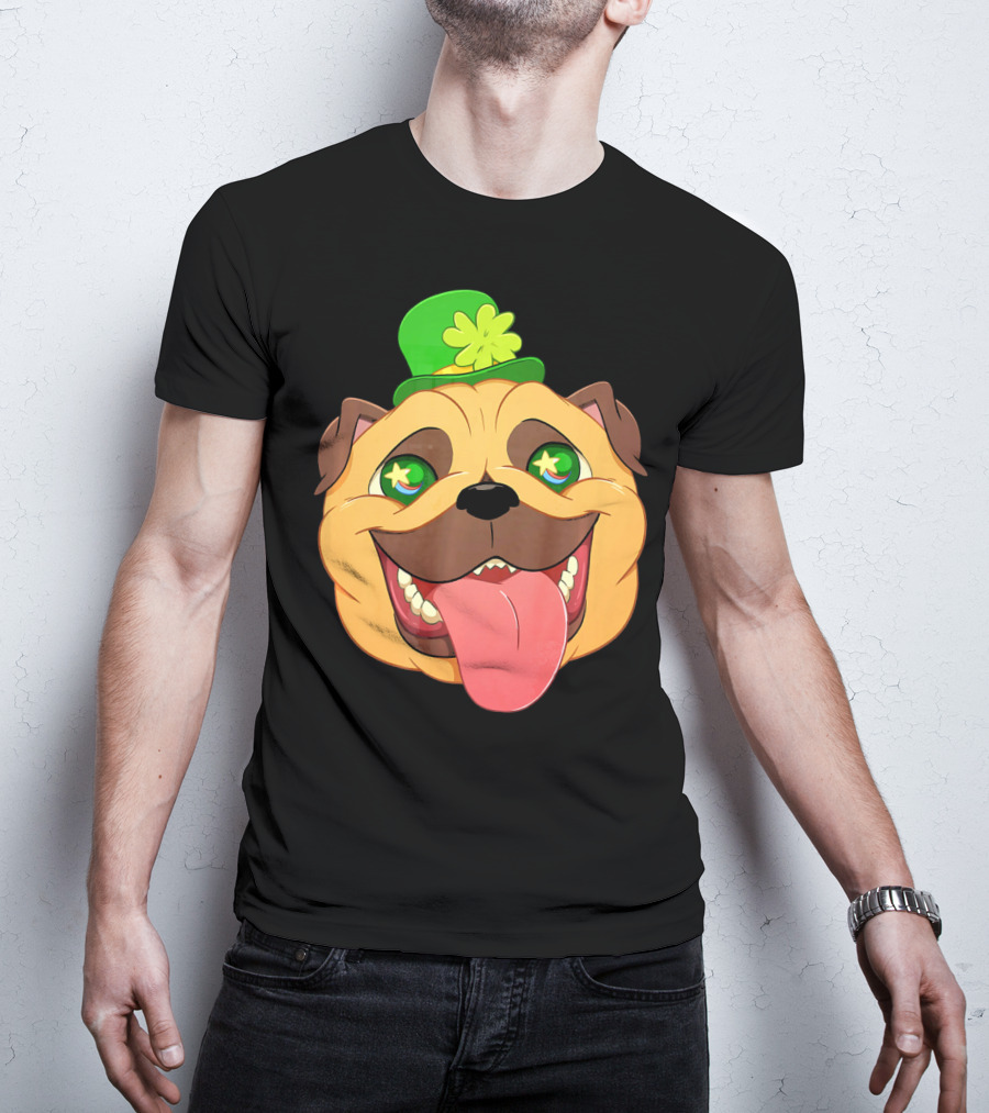 St Patricks Day Pug Leprechaun Irish Shamrock Hat T-Shirt