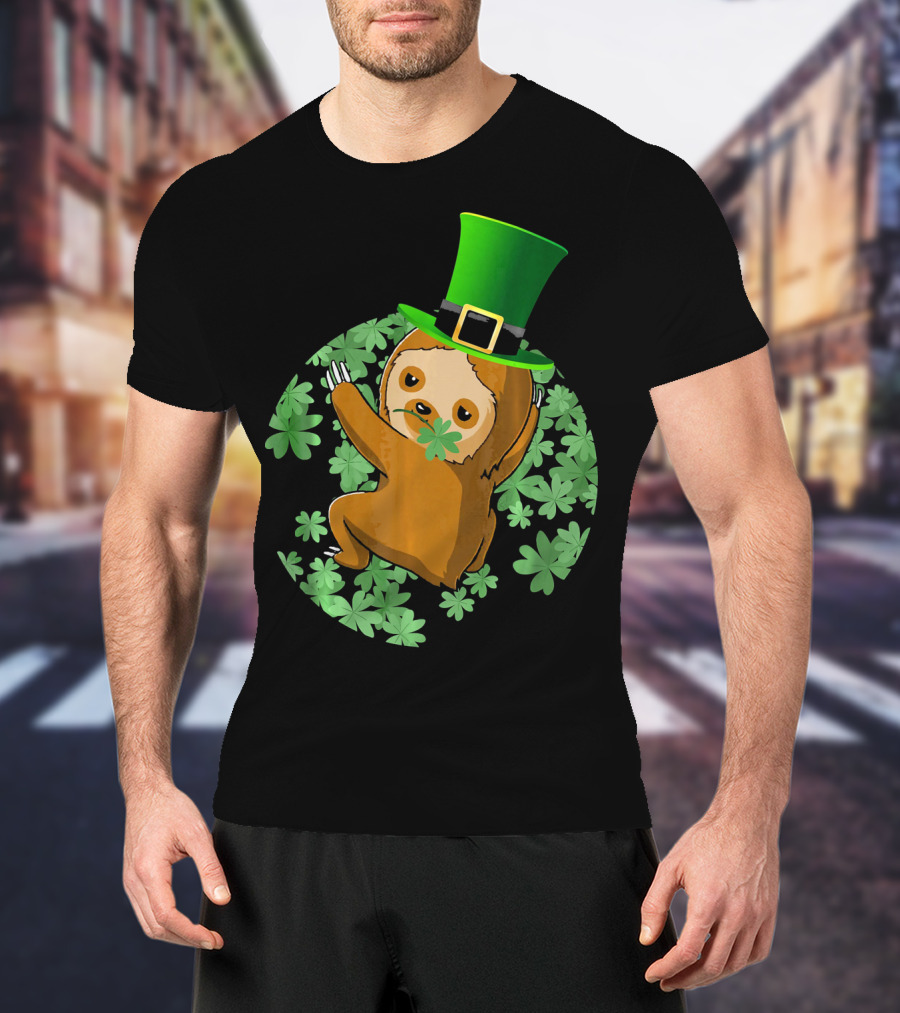Leprechaun Hat Sloth Shamrock T-Shirt