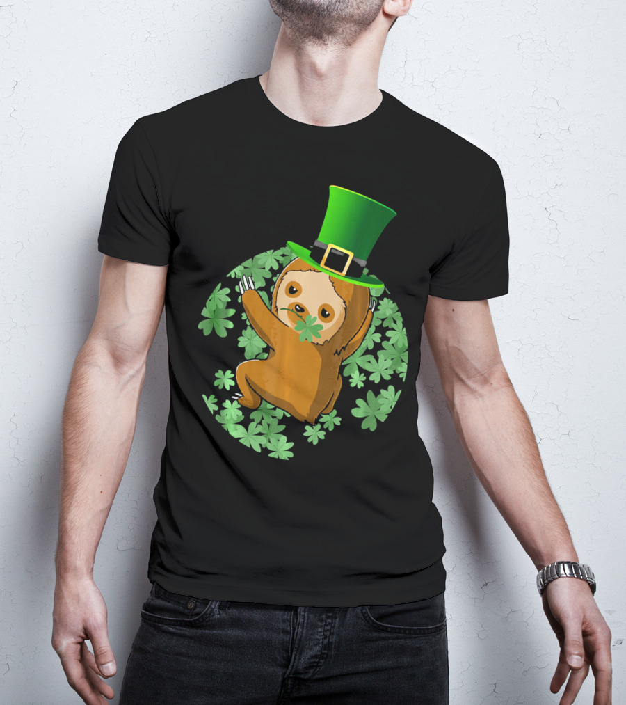Leprechaun Hat Sloth Shamrock T-Shirt