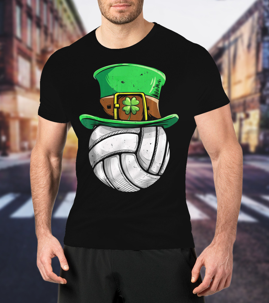 Volleyball Leprechaun Hat With Shamrock T-Shirt