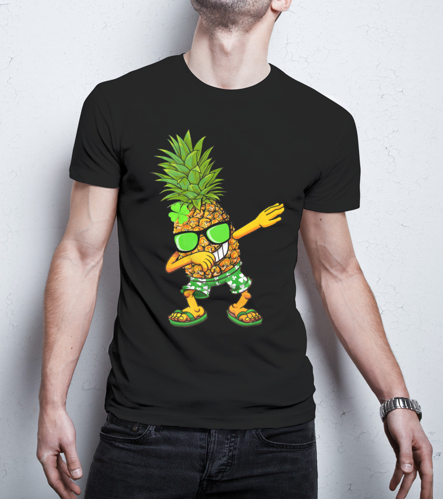 Pineapple Leprechaun Dabbing Clover Sunglasses St Patrick's Shorts T-Shirt