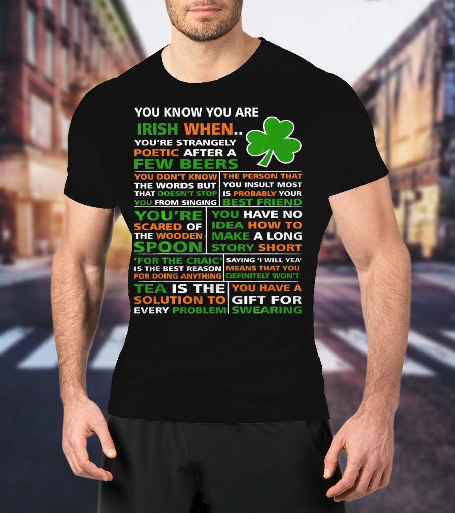 You Know You Are Irish When Poetic After Few Beers Best Friend Spoon Craic Tea Swearing T-Shirt