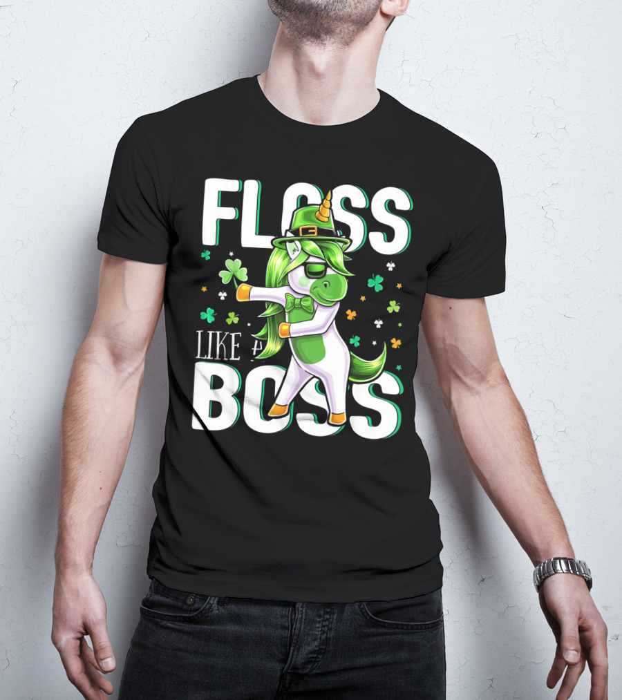 Floss Like A Boss St. Patricks Day Unicorn T-Shirt