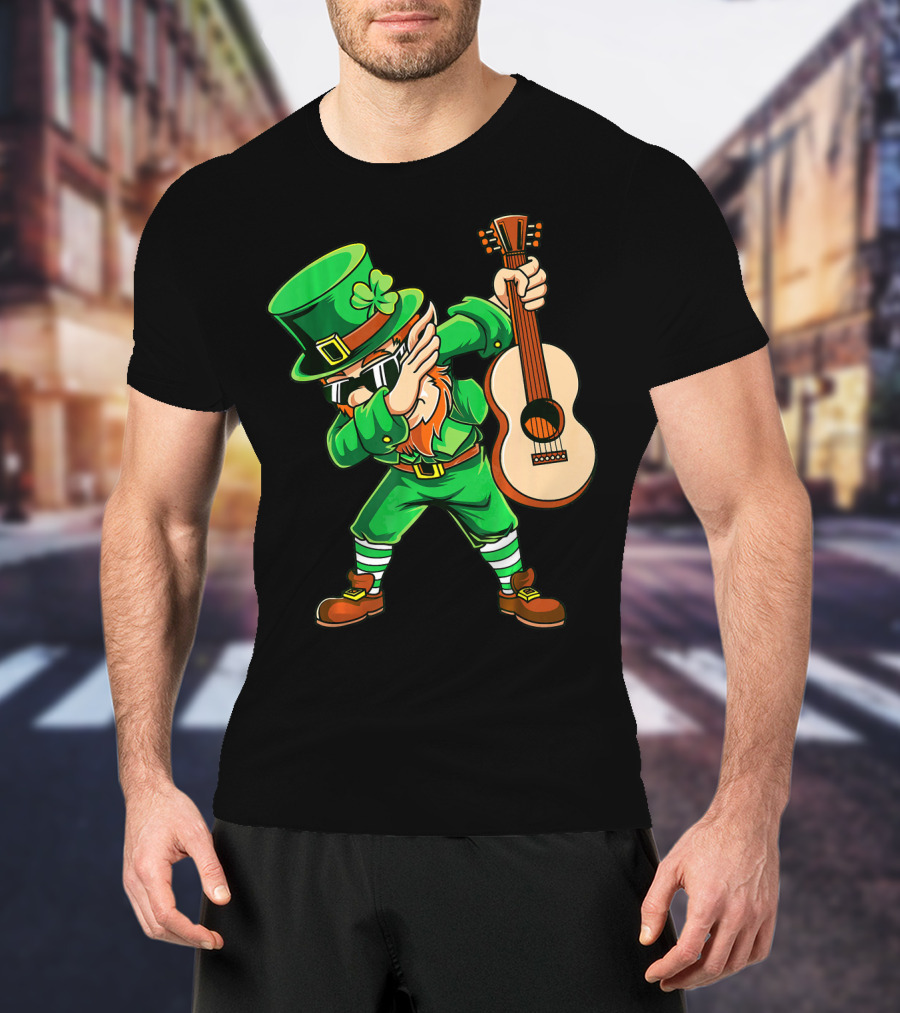 Dabbing Leprechaun With Guitar For St Patrick's Day T-Shirt
