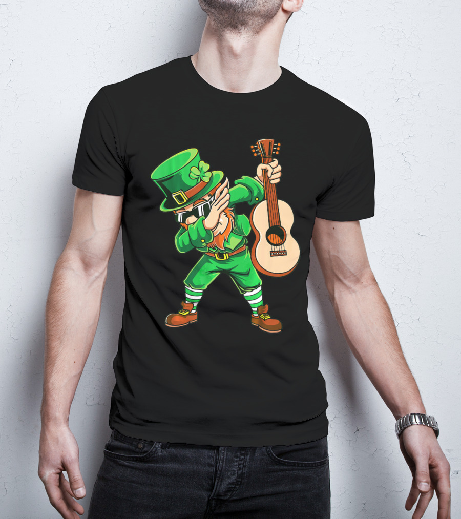 Dabbing Leprechaun With Guitar For St Patrick's Day T-Shirt
