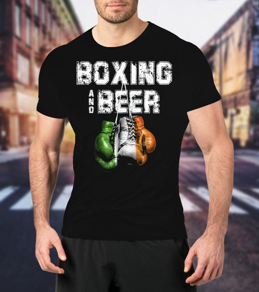 Boxing And Beer Irish Flag Colors Humor T-Shirt