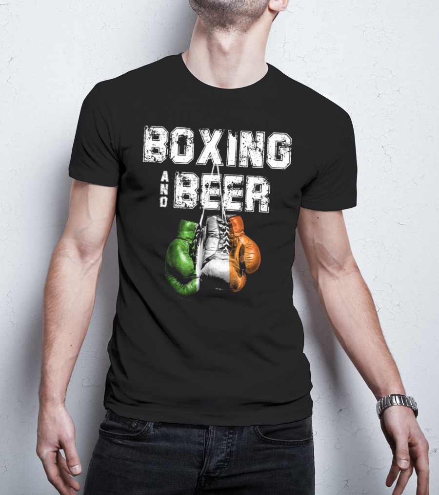 Boxing And Beer Irish Flag Colors Humor T-Shirt
