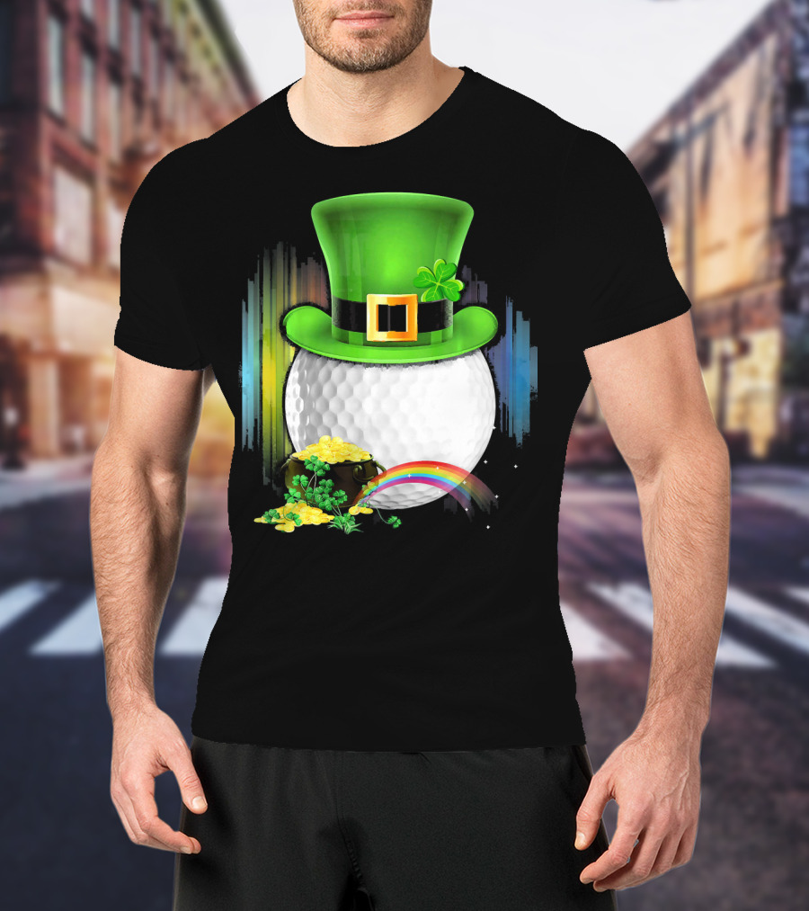 Golf Leprechaun Coin Rainbow Saint Patrick's Day T-Shirt
