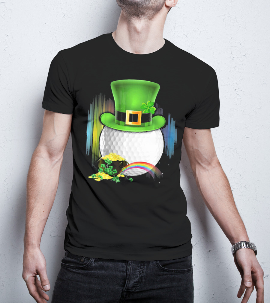 Golf Leprechaun Coin Rainbow Saint Patrick's Day T-Shirt