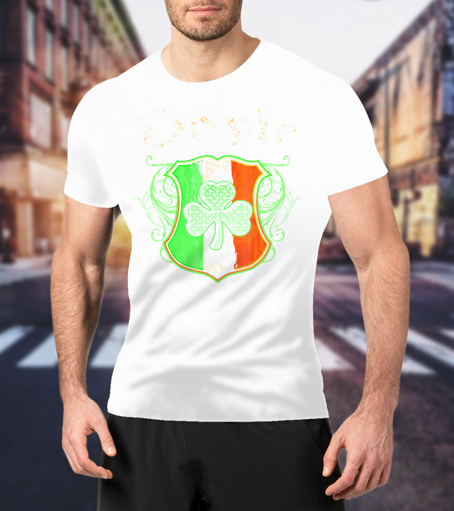 Doyle Irish Last Name Shamrock Shield Irish Flag T-Shirt