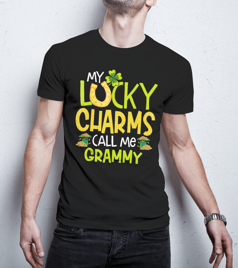 My Lucky Charms Call Me Grammy With Horseshoe Clover Gold Pots T-Shirt