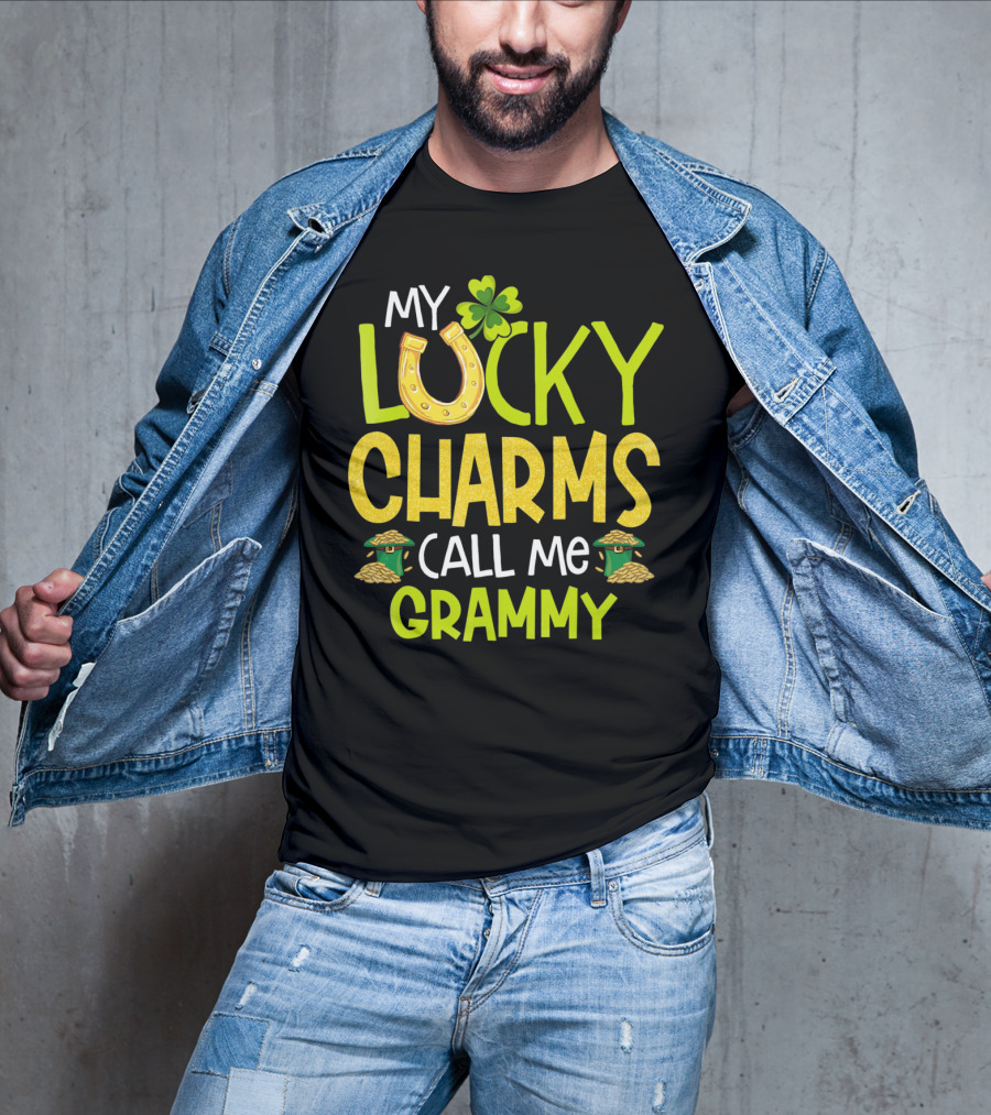 My Lucky Charms Call Me Grammy With Horseshoe Clover Gold Pots T-Shirt