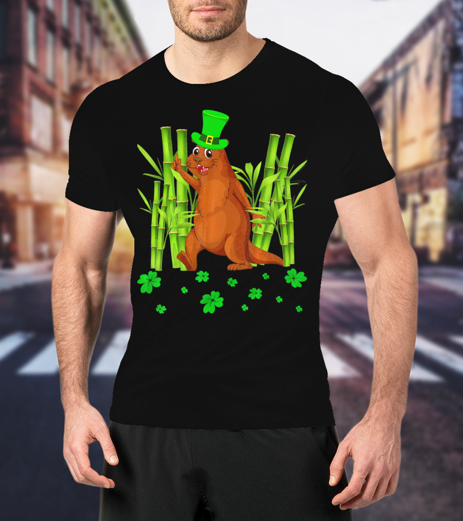 Leprechaun Otter St Patricks Day Shamrock Bamboo T-Shirt