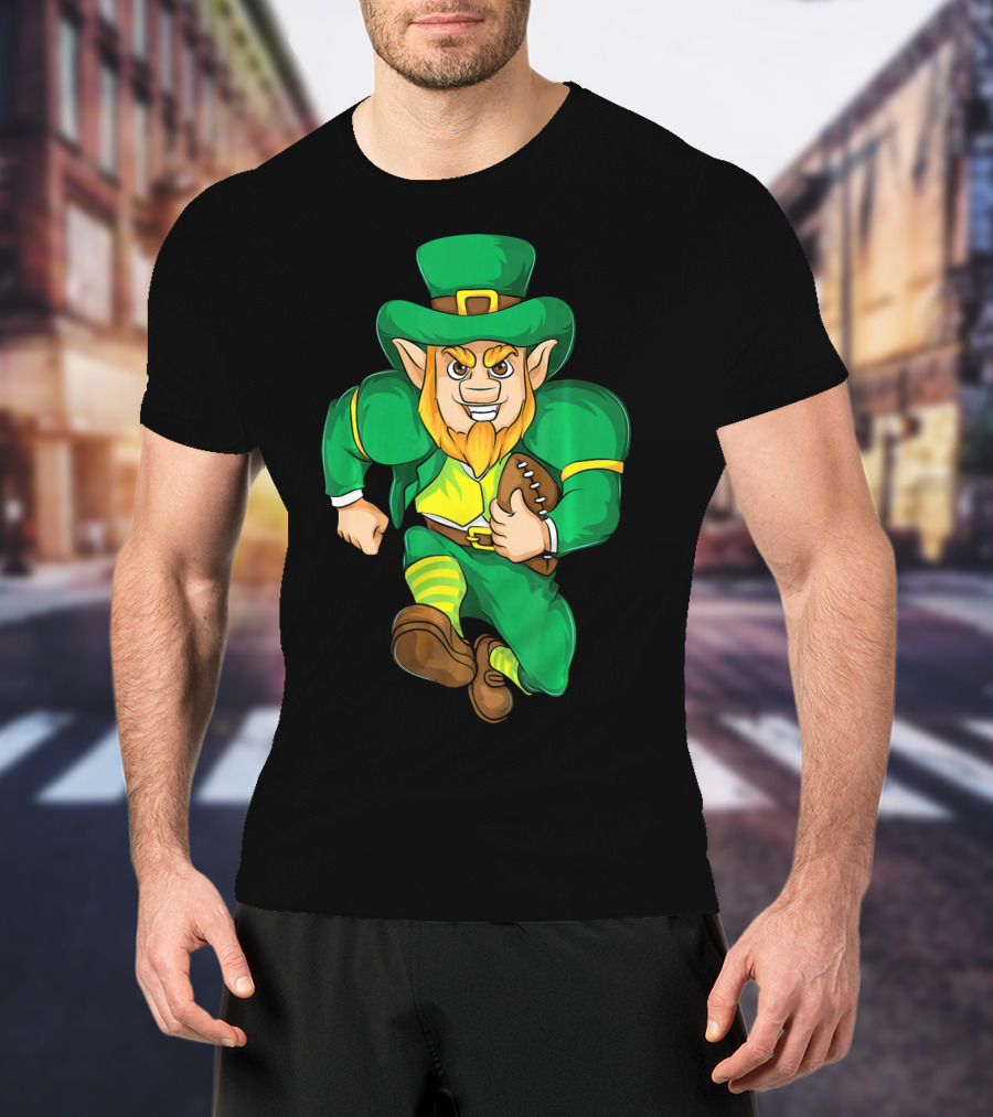 Irish Football Leprechaun St Patricks Running With Ball T-Shirt
