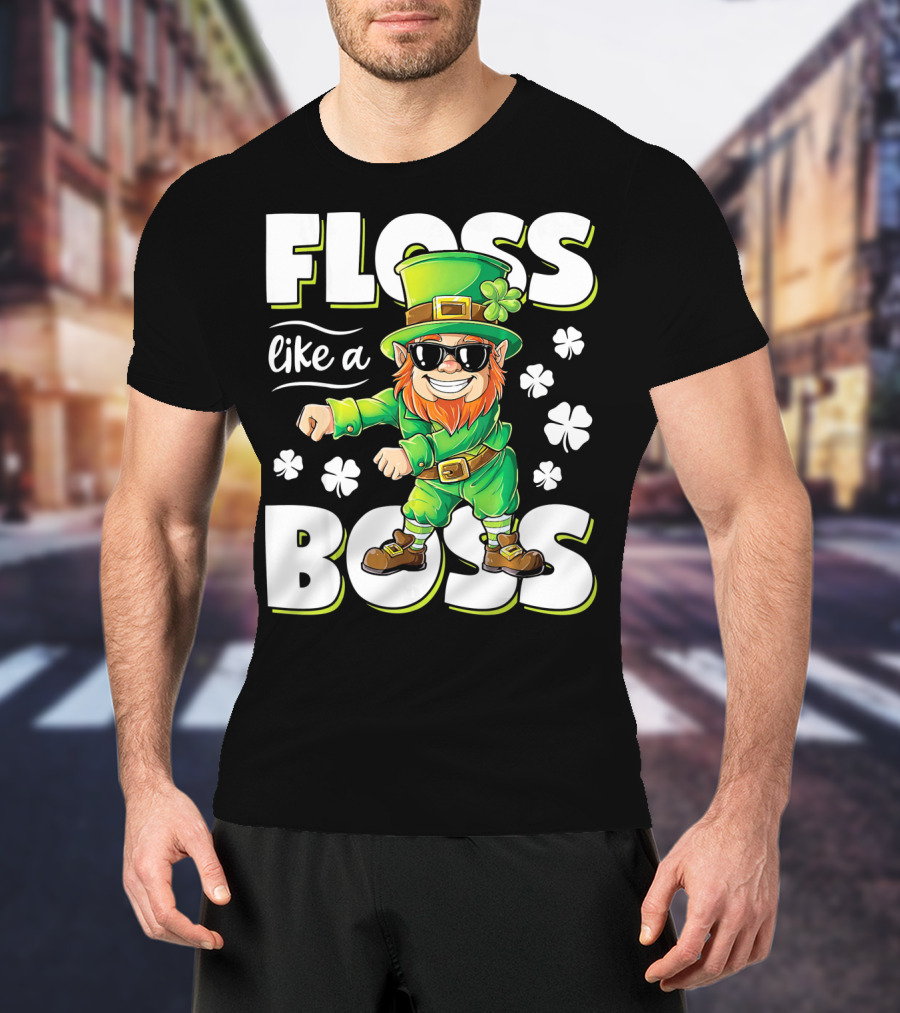 Floss Like A Boss Leprechaun With Shamrocks And Sunglasses T-Shirt
