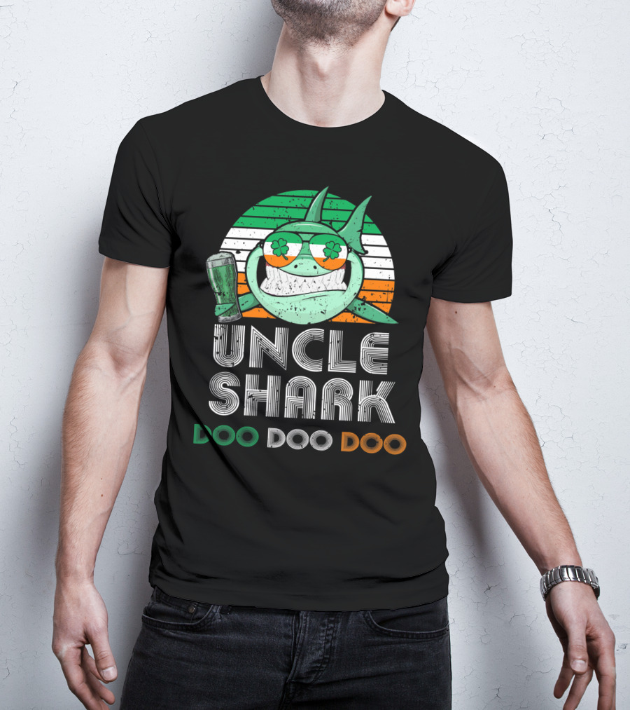 Uncle Shark Doo Doo Doo Retro Vintage Irish Beer Shamrock Fun T-Shirt