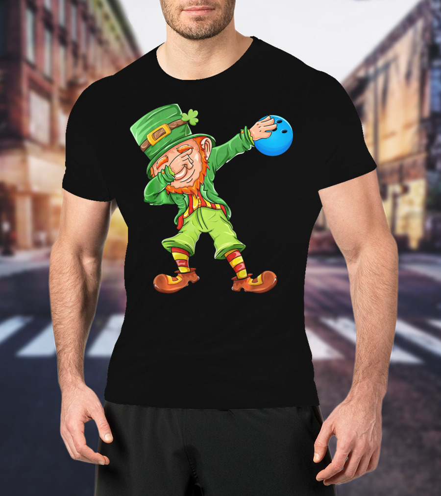 Dabbing Leprechaun Bowling St Patricks Day T-Shirt