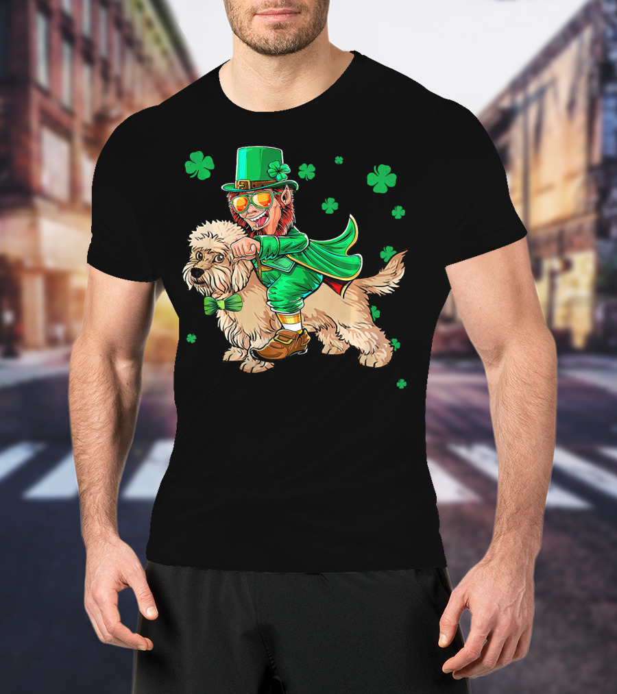 Leprechaun Dandi Dinmont Terrier Shamrock St. Patrick's Day T-Shirt