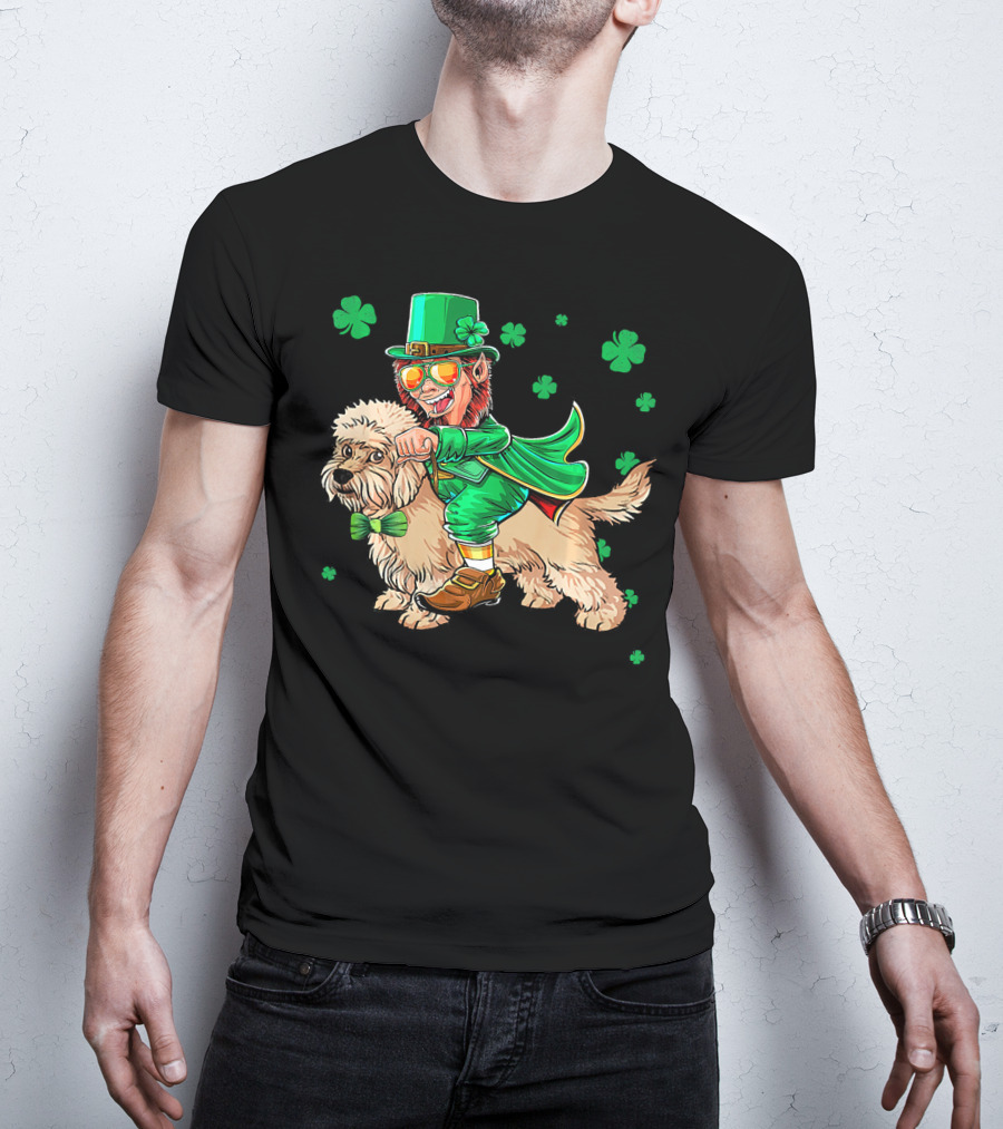 Leprechaun Dandi Dinmont Terrier Shamrock St. Patrick's Day T-Shirt