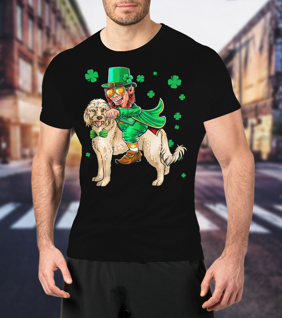 Leprechaun Riding Cockapoo With Shamrocks For St. Patrick's Day T-Shirt