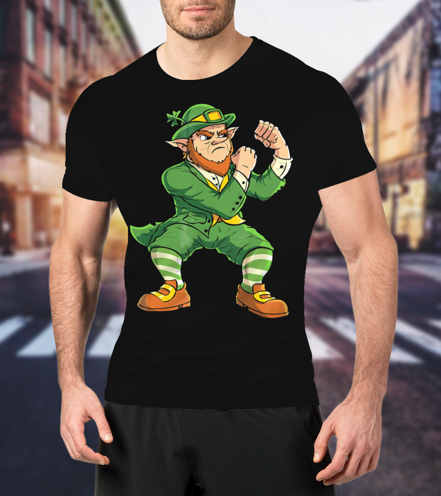 Angry Leprechaun Fist Fighting Saint Patrick's Day Iconic T-Shirt