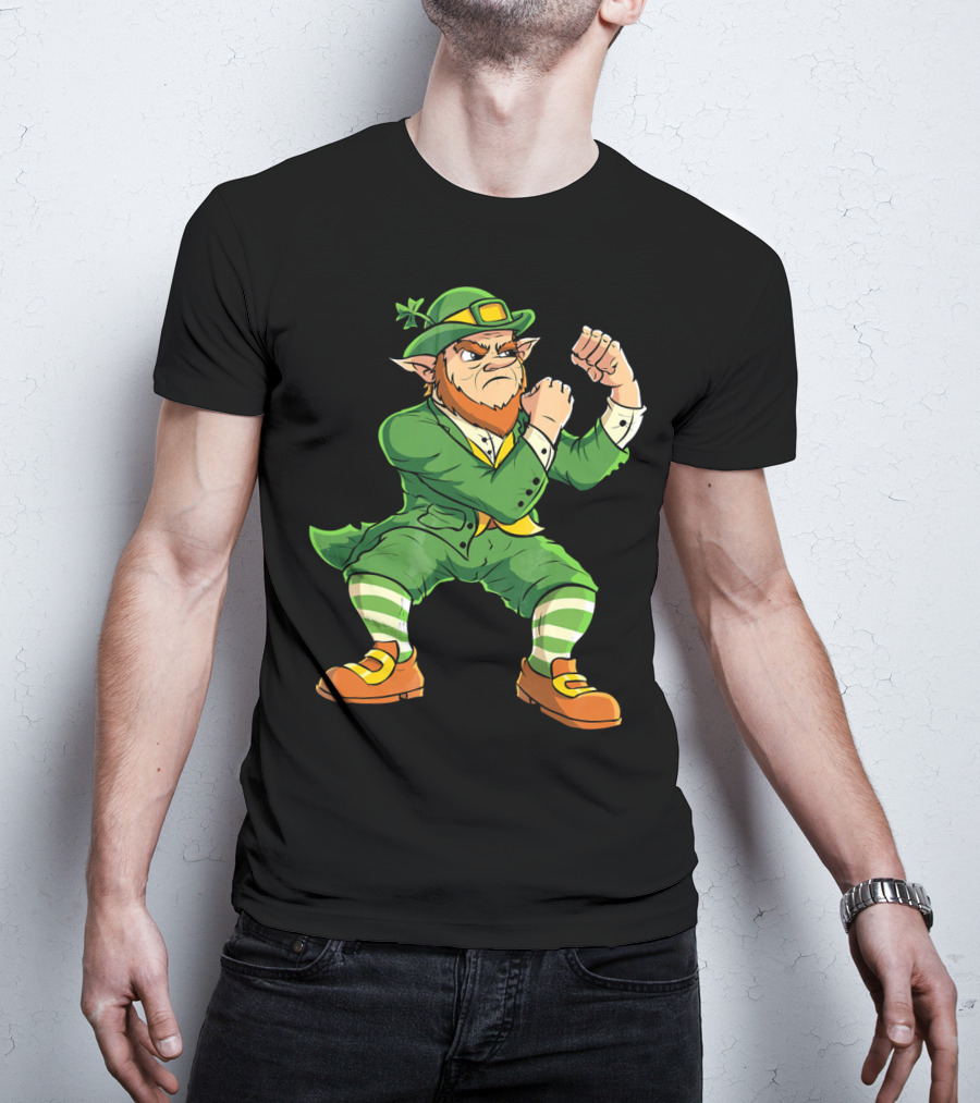 Angry Leprechaun Fist Fighting Saint Patrick's Day Iconic T-Shirt