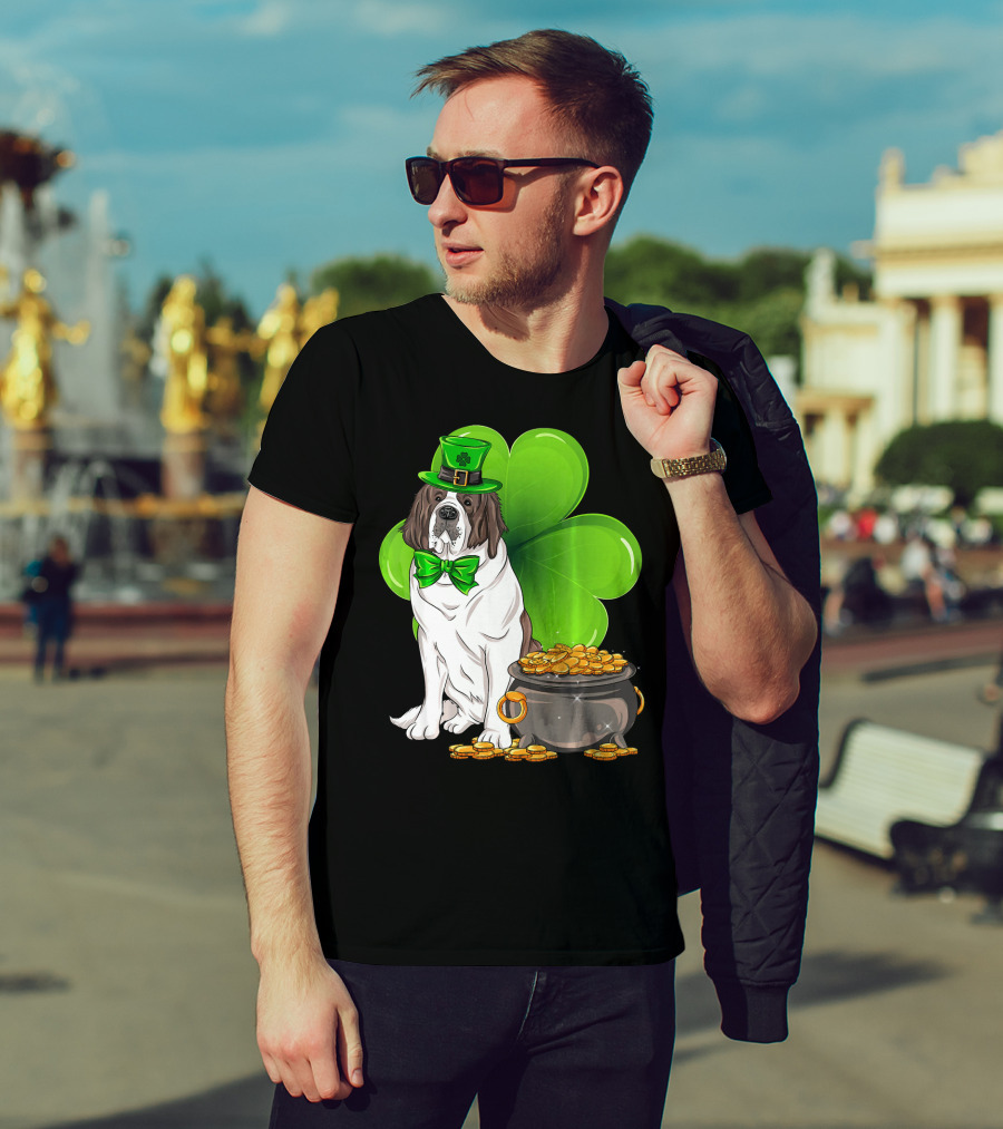Saint Bernard Leprechaun St Patricks Day Pot Of Gold Clover T-Shirt