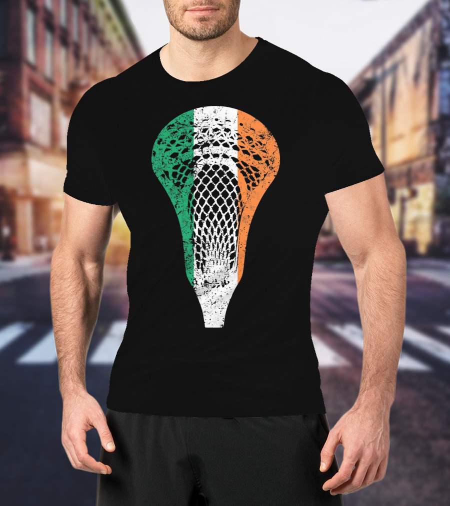 Irish Lacrosse Ireland Tricolor Lacrosse Stick Net T-Shirt