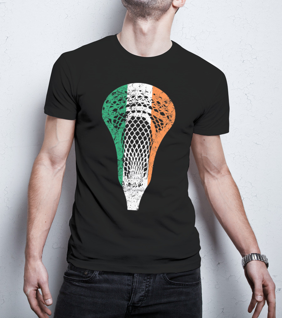 Irish Lacrosse Ireland Tricolor Lacrosse Stick Net T-Shirt