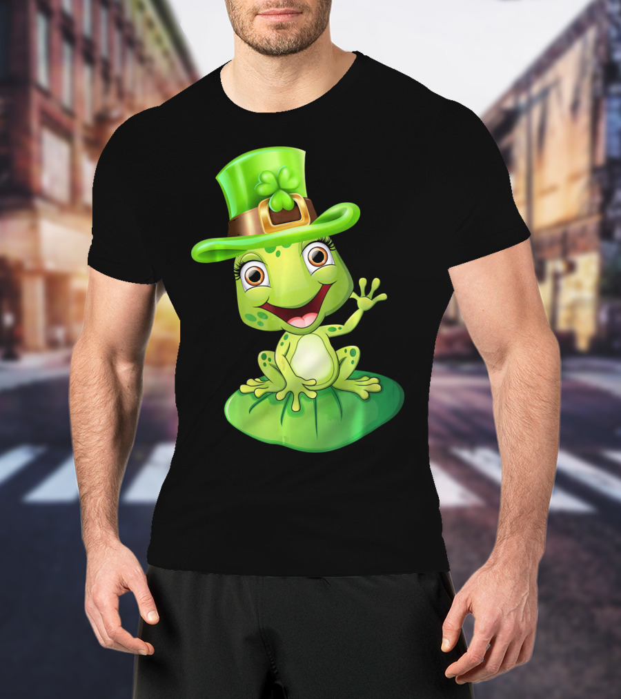 St. Patrick's Day Cute Frog In Green Hat T-Shirt